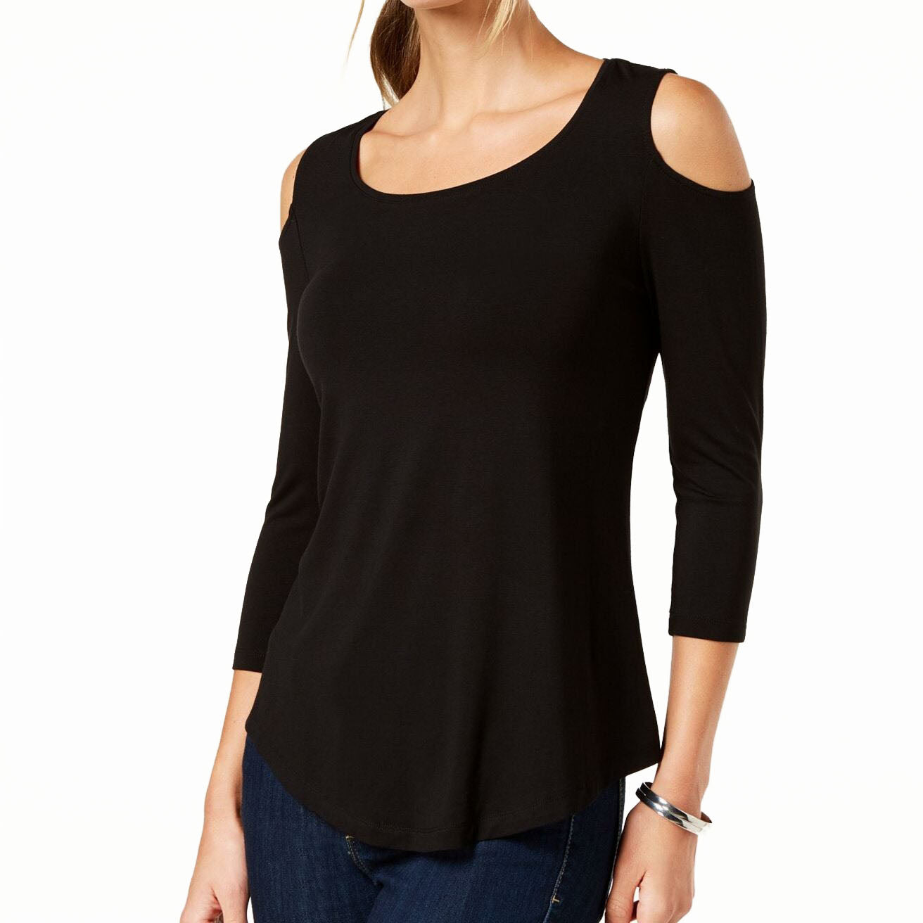 JM Collection Women Petite Cold Shoulder Top