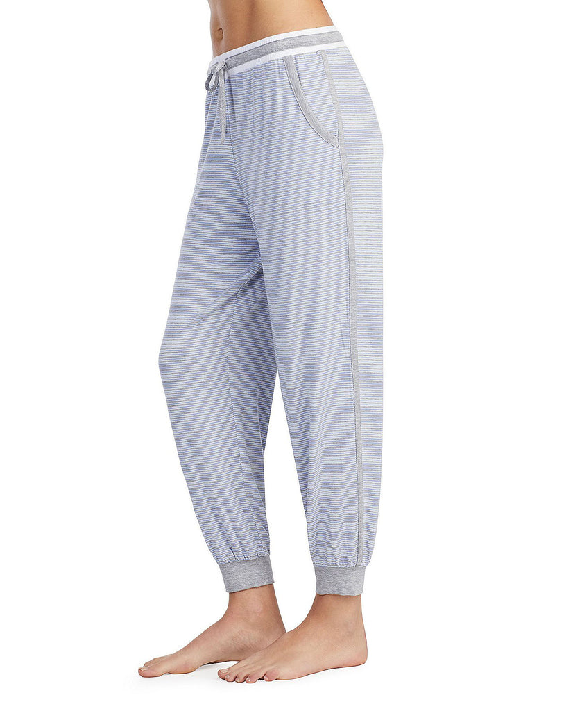 DKNY Women Contrast Print Jogger Pajama Pants Heather Stripe