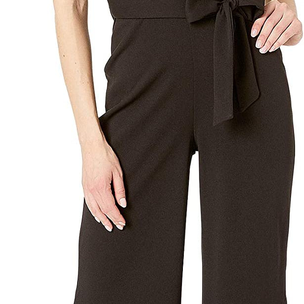 bebe Women Tie Waist Crepe Jumpsuit