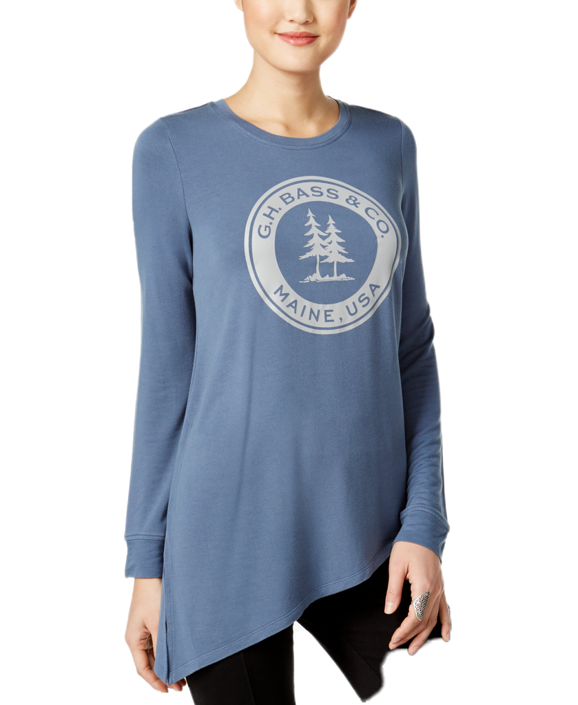 G.H. Bass & Co Women Asymmetrical Logo Sweatshirt Atlantic Blue