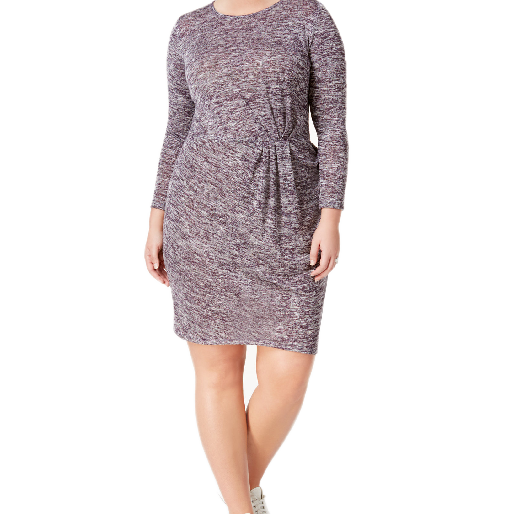 Love Squared Women Plus Trendy Twist Front Sweater Dress Plum