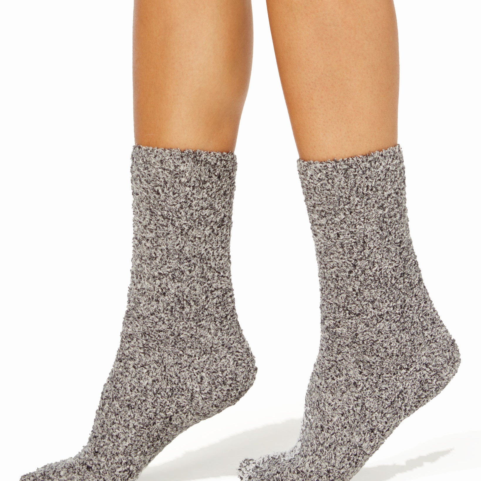 Charter Club Women Marled Supersoft Fuzzy Cozy Socks Black