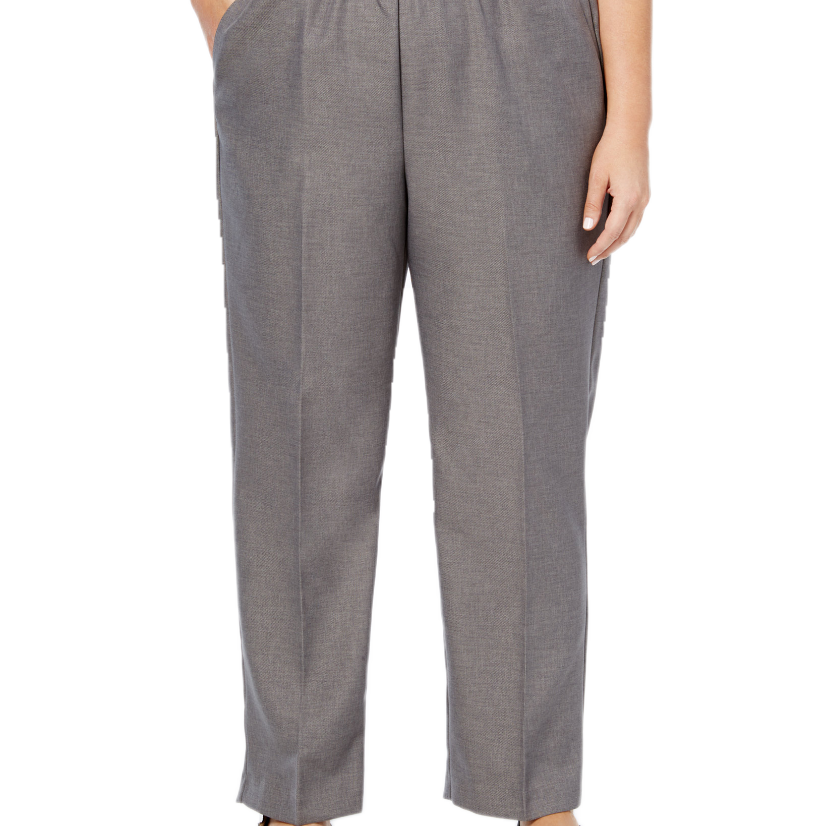 Alfred Dunner Women Plus Classic Pull On Straight Leg Pants Grey