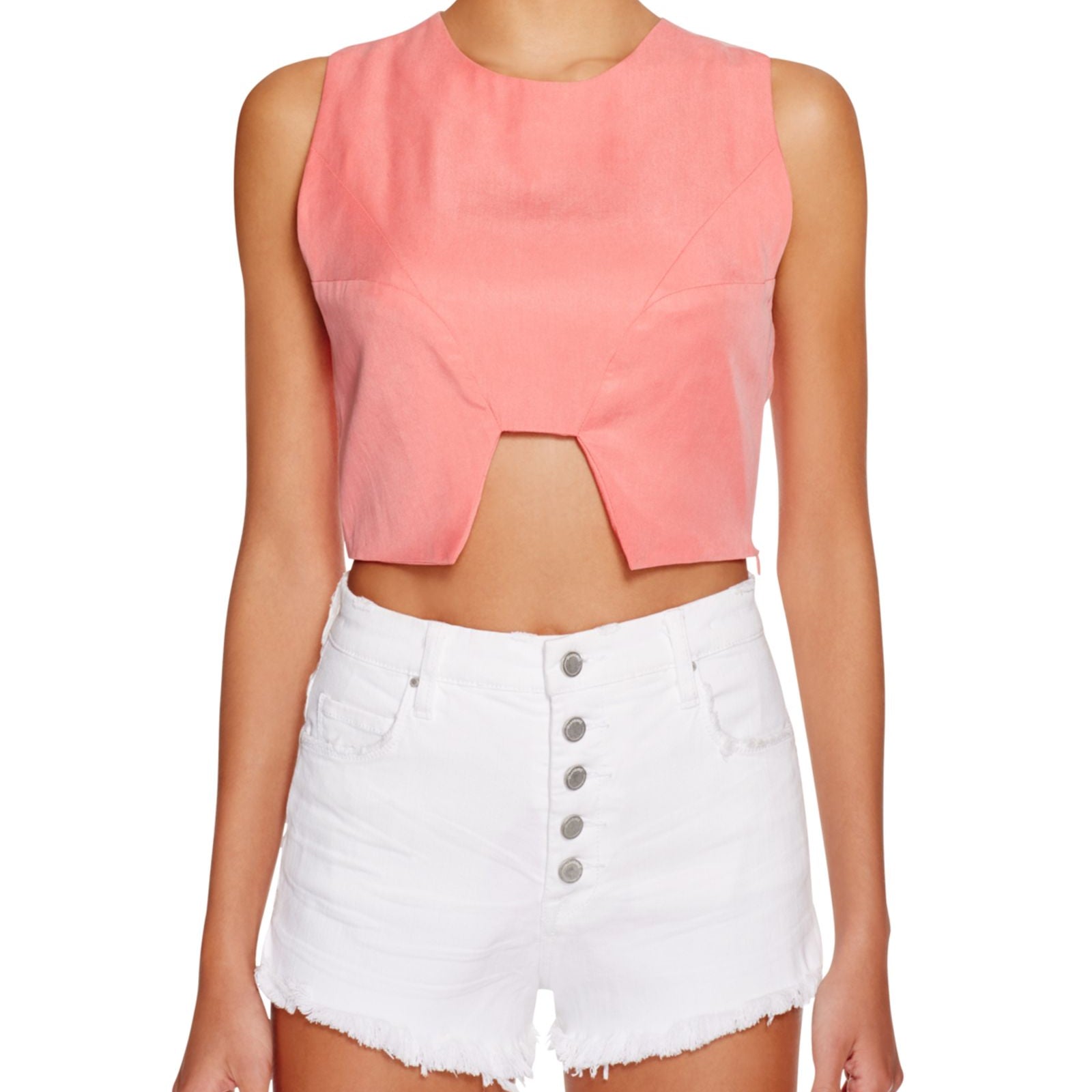 Kendall + Kylie Women Seamed Crop Top Porcelain Rose