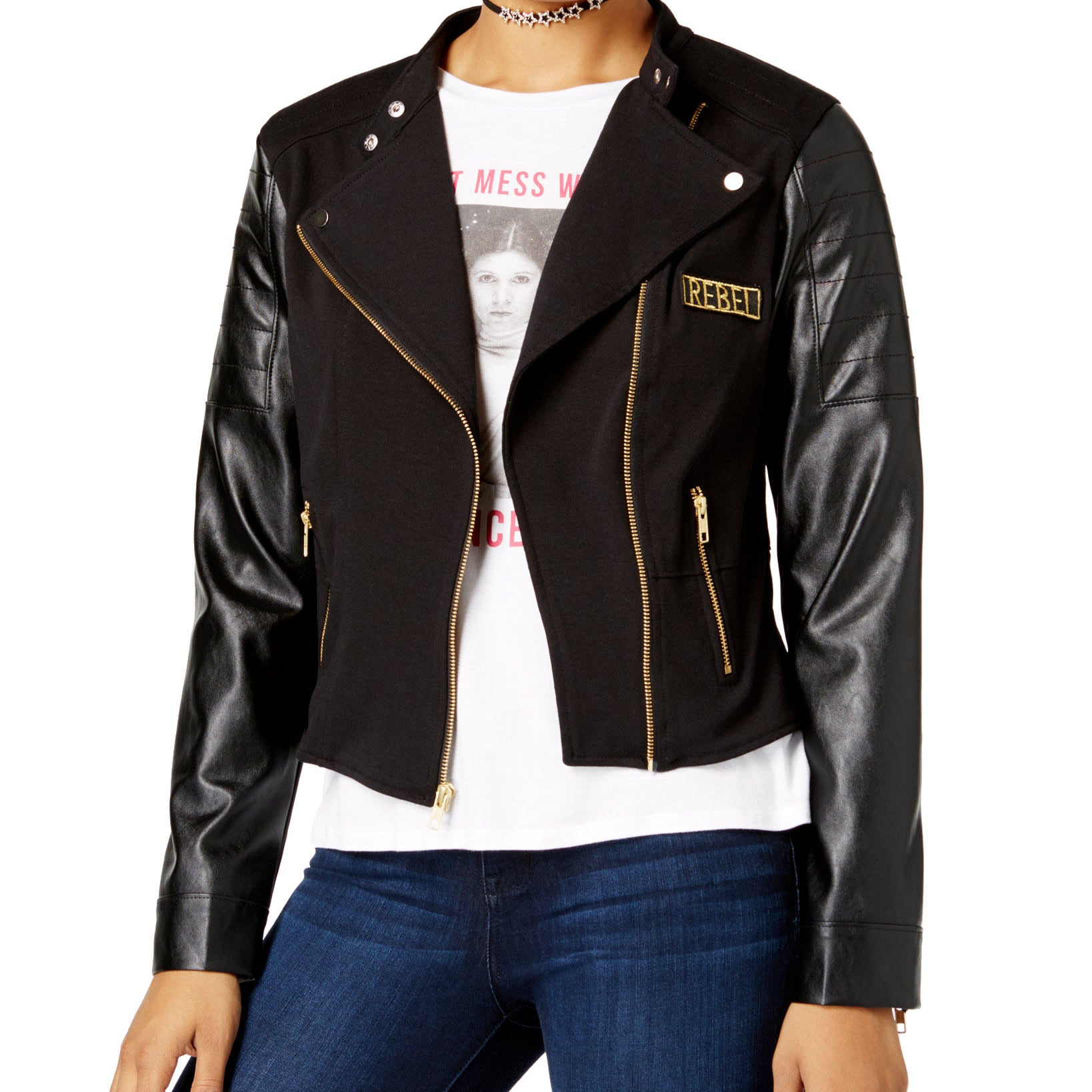 Star Wars Juniors Mixed Media Moto Jacket Black
