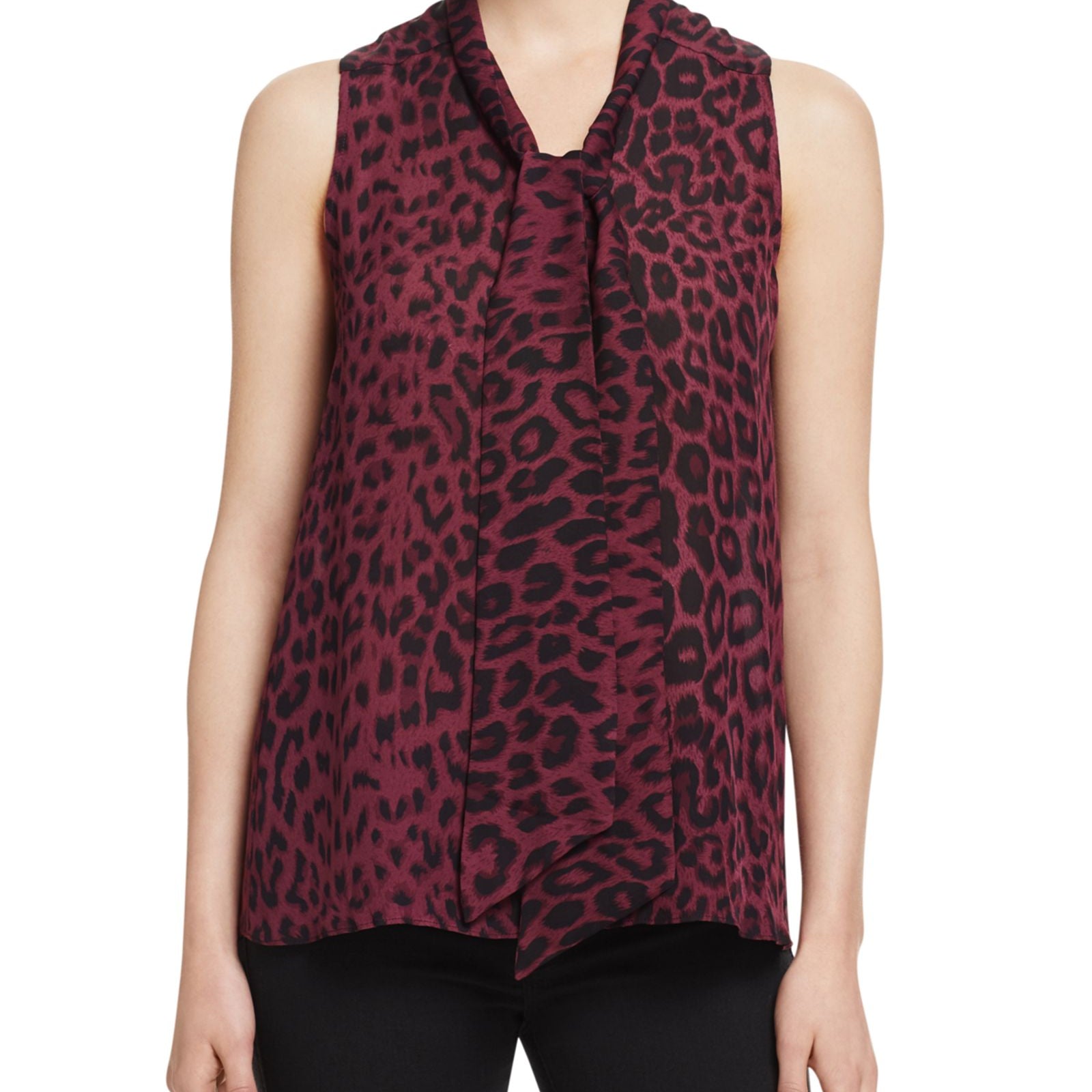 Parker Women Mia Printed Silk Top Cordovan Leopard