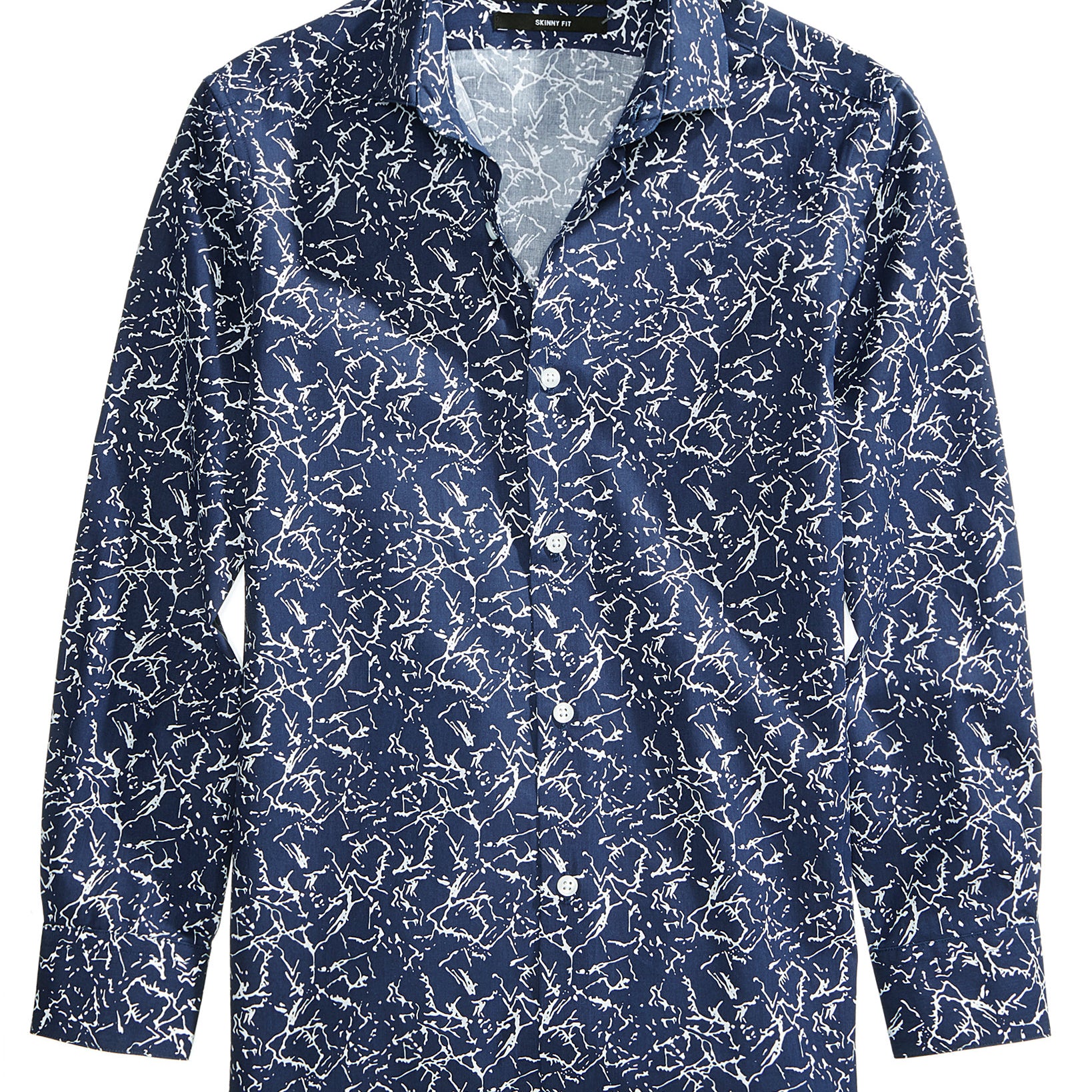 DKNY Boys Marbled Print Shirt, Big Boys White Blue