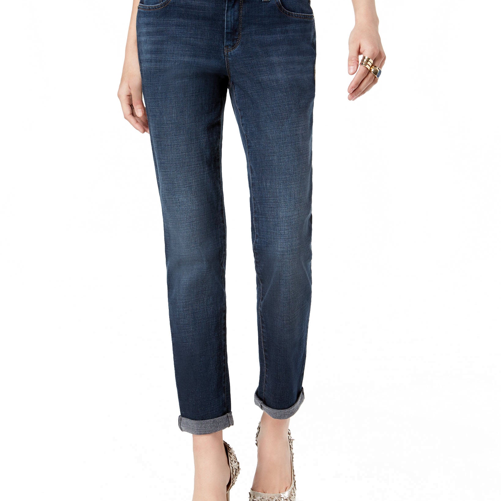 INC International Concepts Women Curvy Mid Rise Straight Leg Jeans Blooming Wash