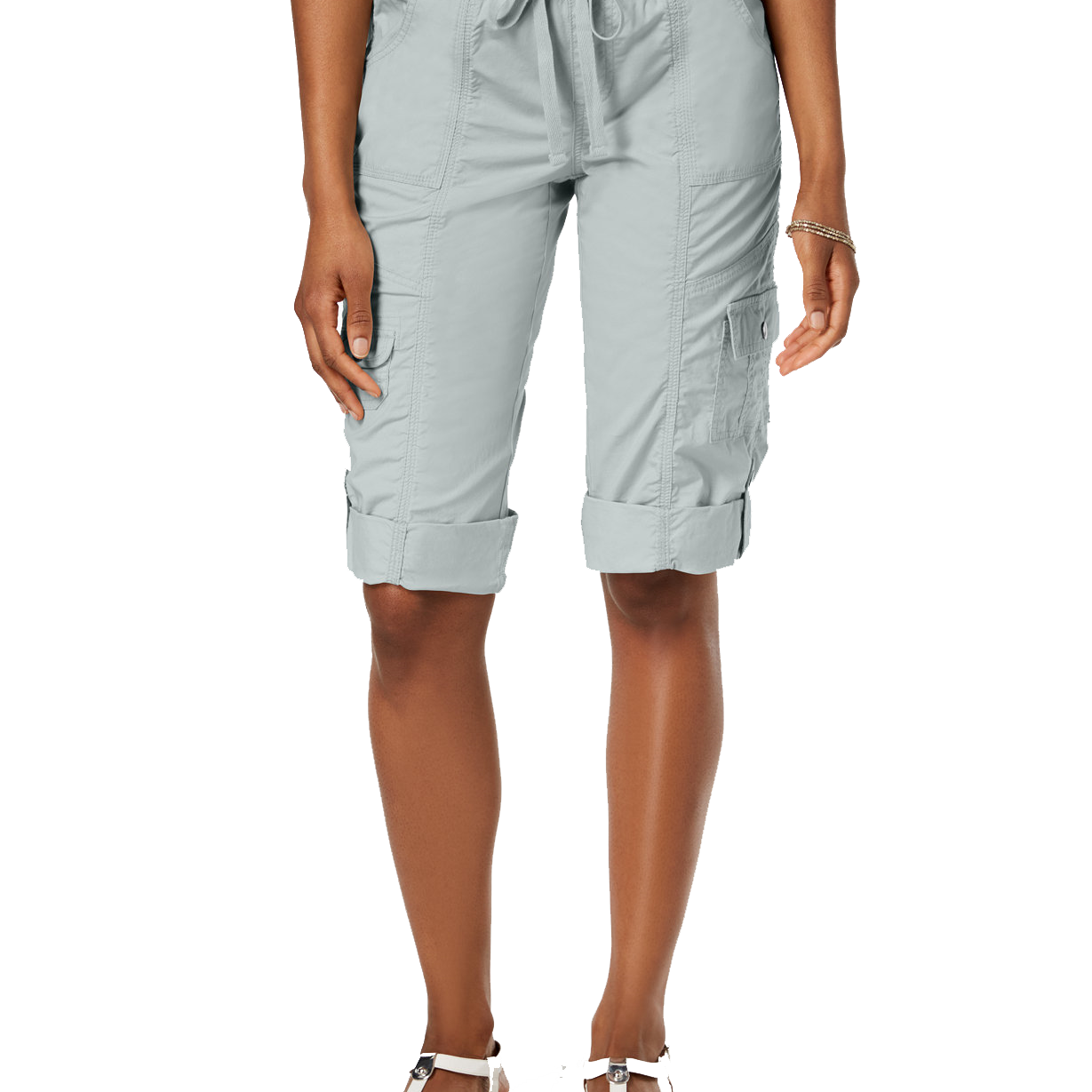 Style & Co Women Drawstring Cargo Shorts Misty Harbour