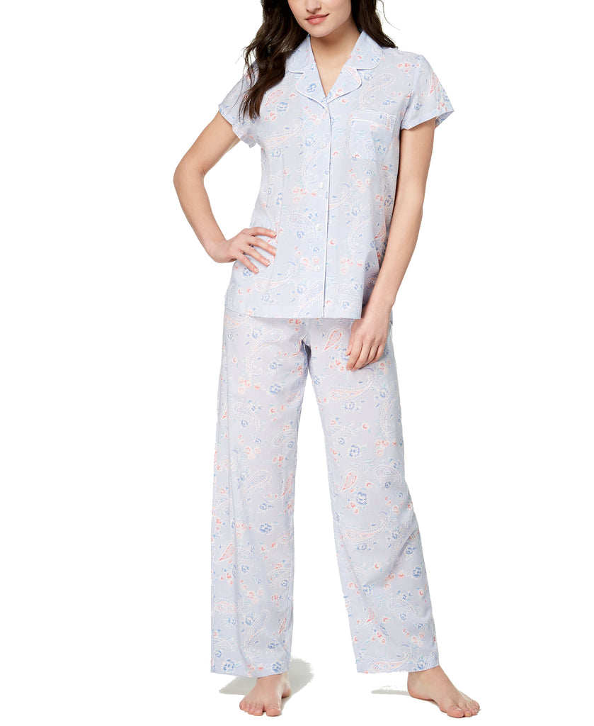 Charter Club Women Woven Pajama Set Stripe Paisley
