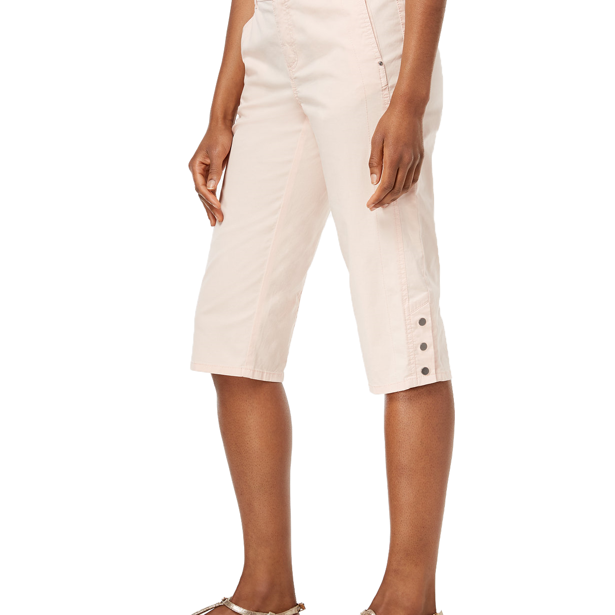 Style & Co Women Snap Button Capri Pants Crushed Petal