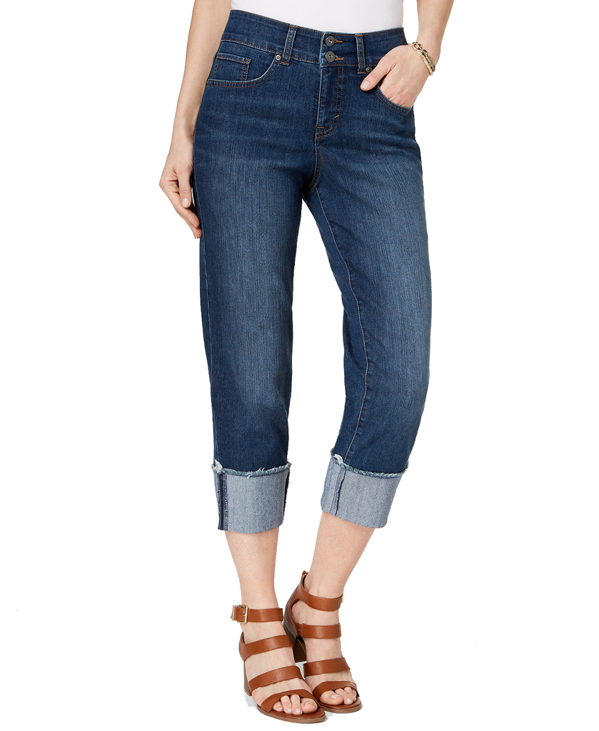 Style & Co Women High Cuffed Capri Jeans Skyfall