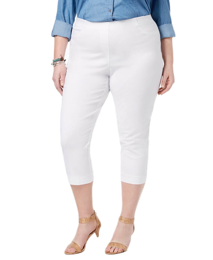 Style & Co Women Plus Capri Pants Bright White