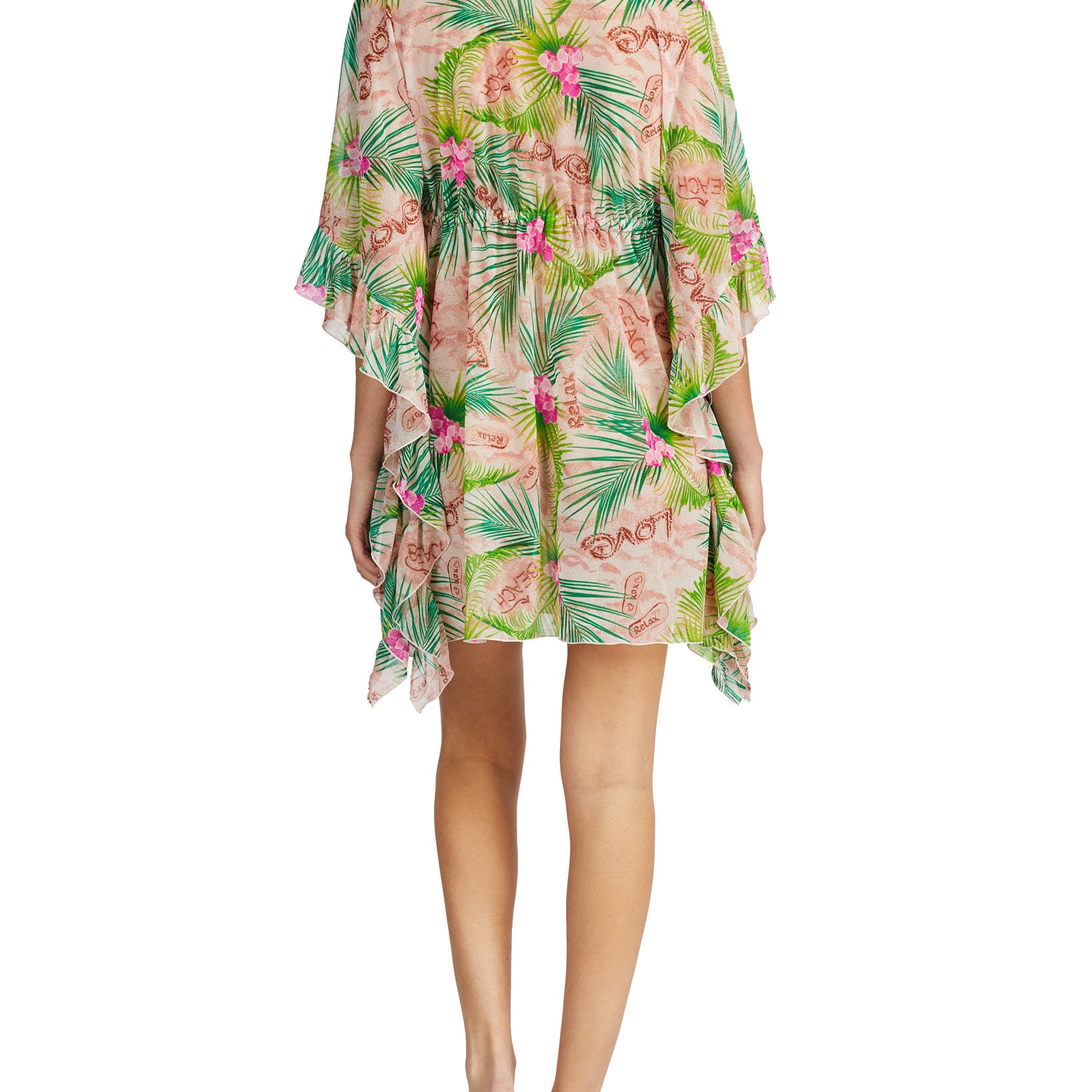 Betsey Johnson Women Striped Chiffon Ruffle Cuff Caftan