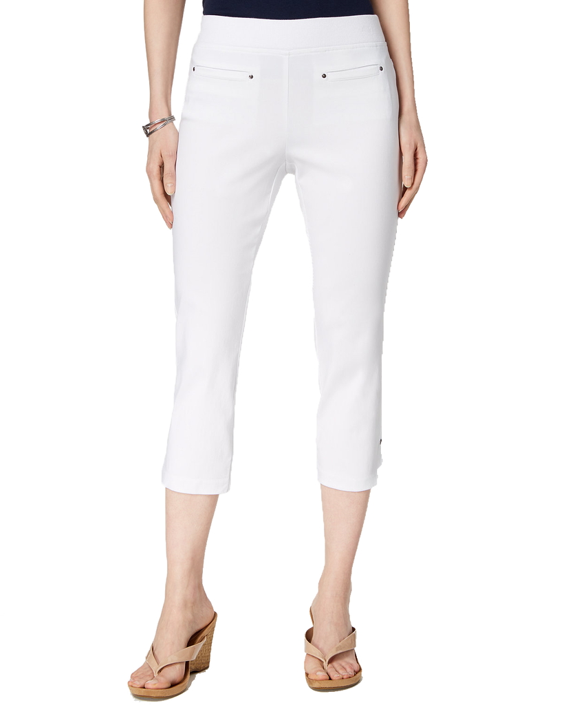 Style & Co Women Pull On Capri Pants Bright White