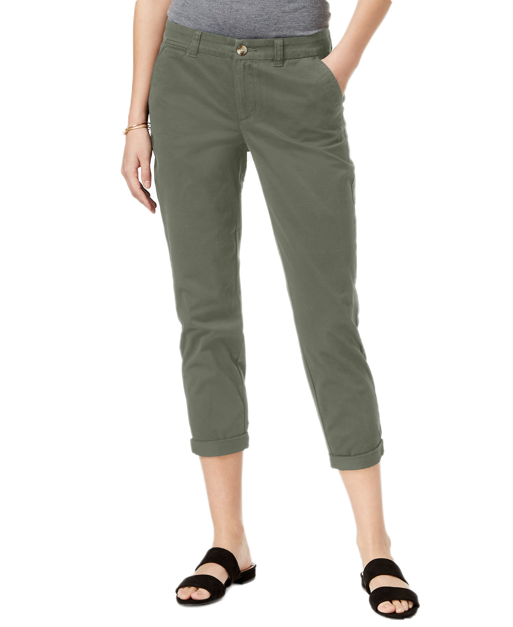 Maison Jules Women Slim Ankle Pants Dusty Olive