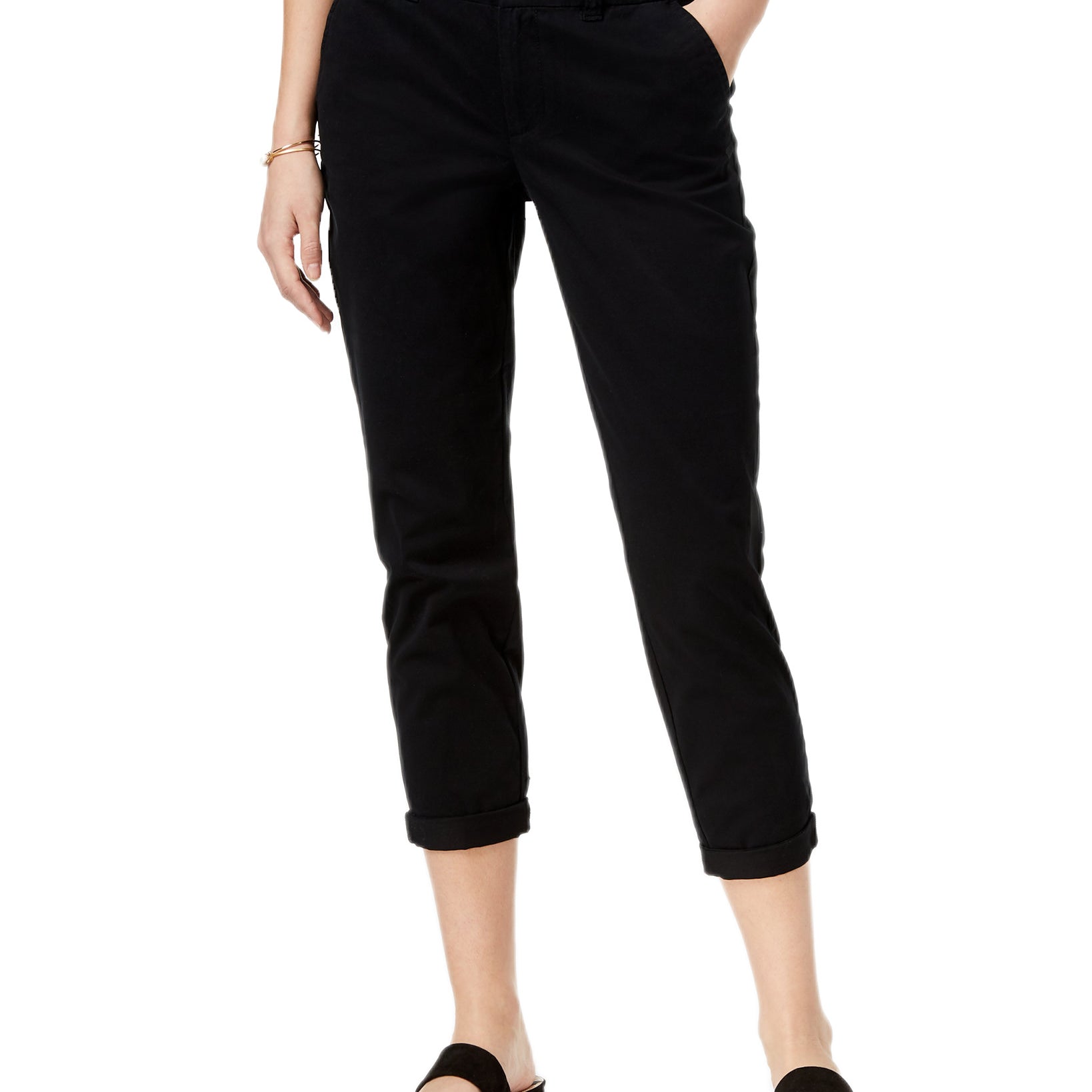 Maison Jules Women Slim Ankle Pants Deep Black
