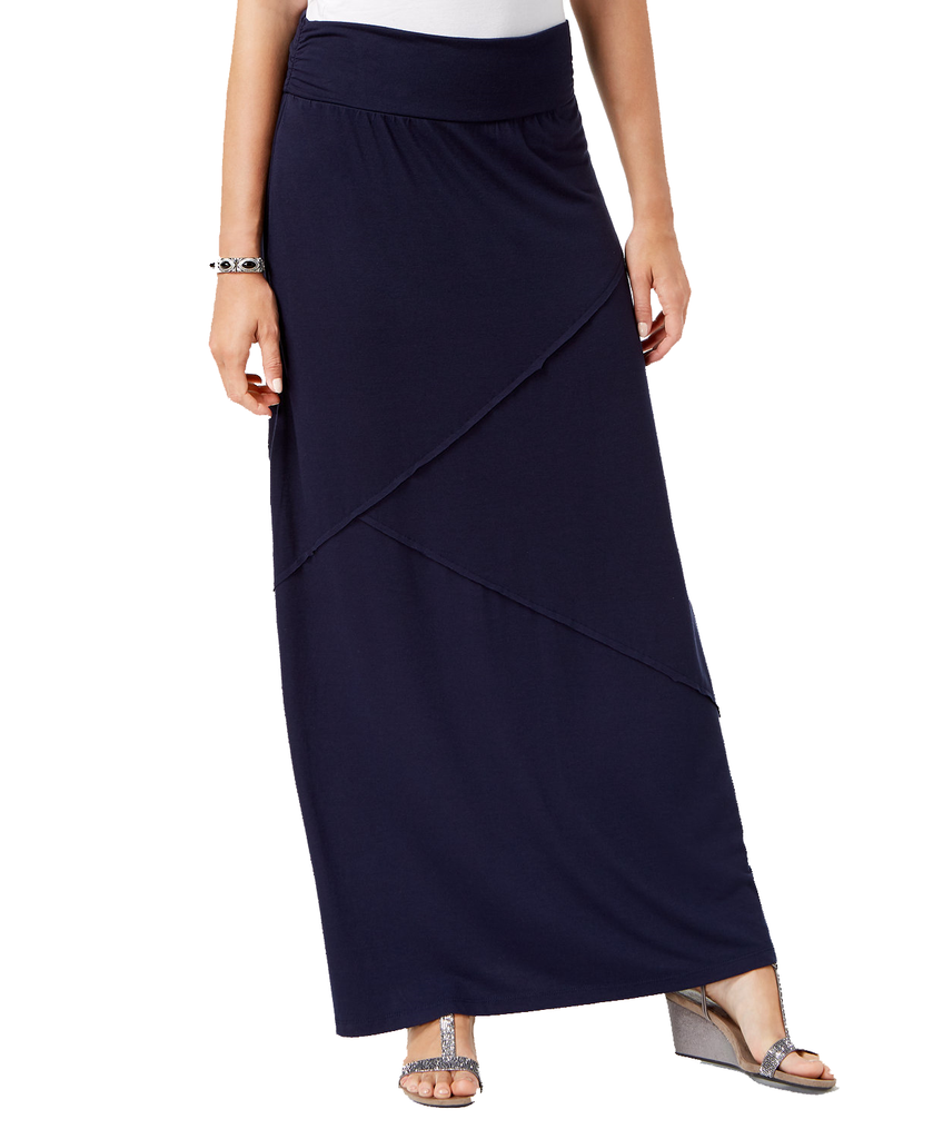 Style & Co Women Comfort Waist Maxi Skirt Industrial Blue