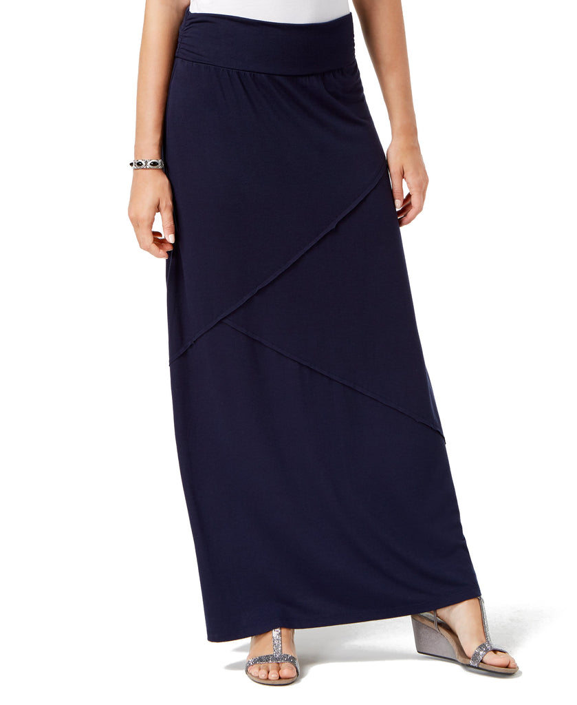 Style & Co Women Petite Pieced Maxi Skirt Industrial Blue