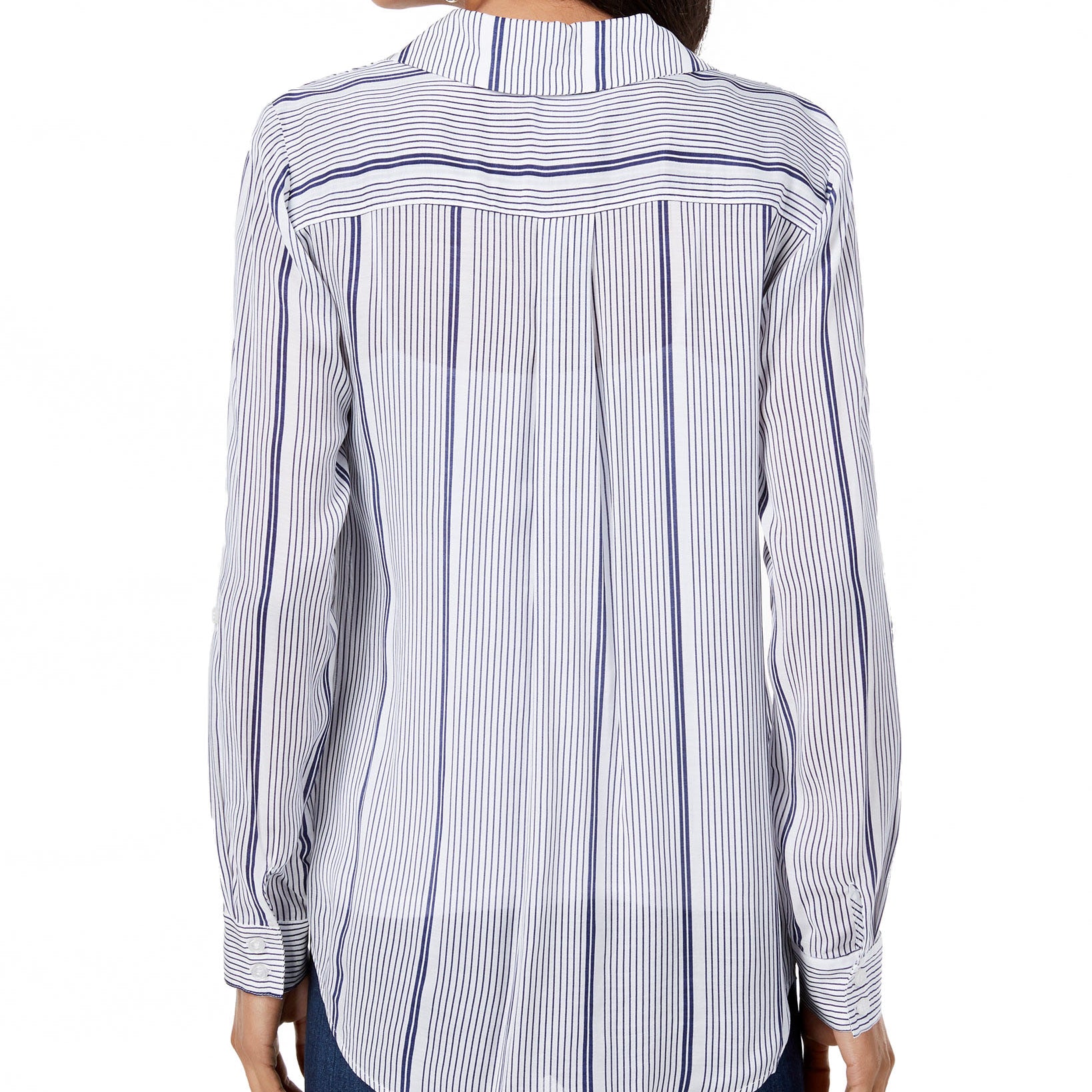 INC International Concepts Women Striped Flap Pocket Shirt