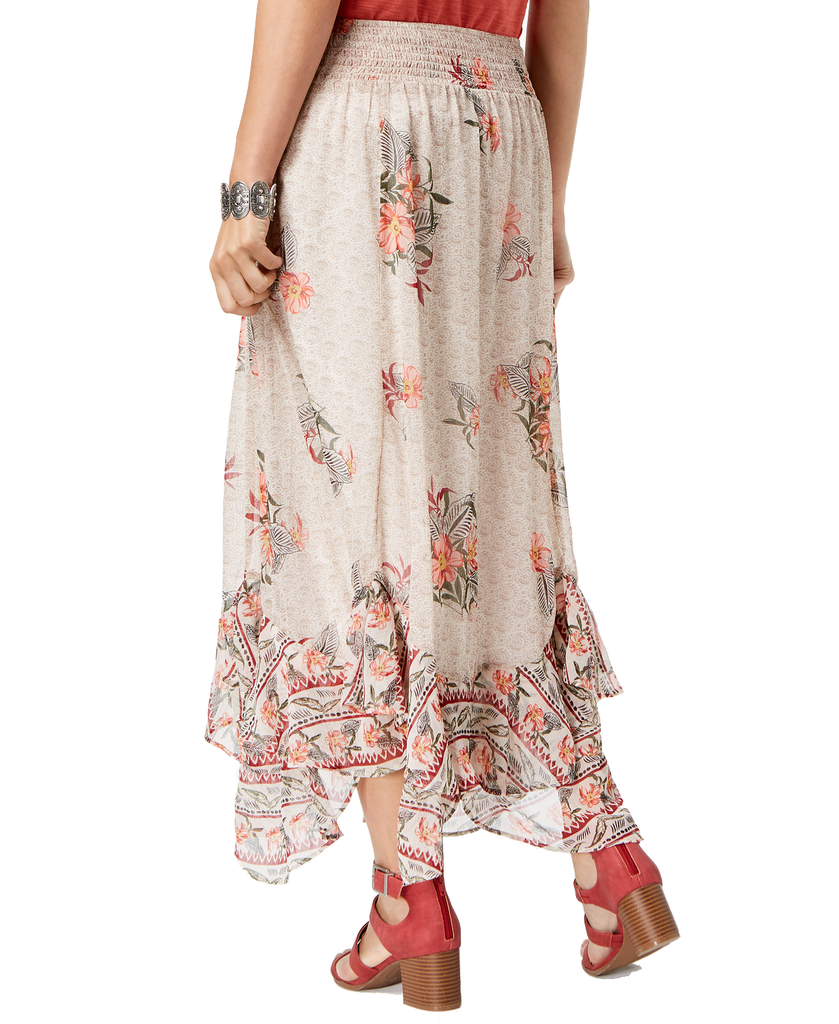 Style & Co Women Floral Print Flutter Hem Skirt