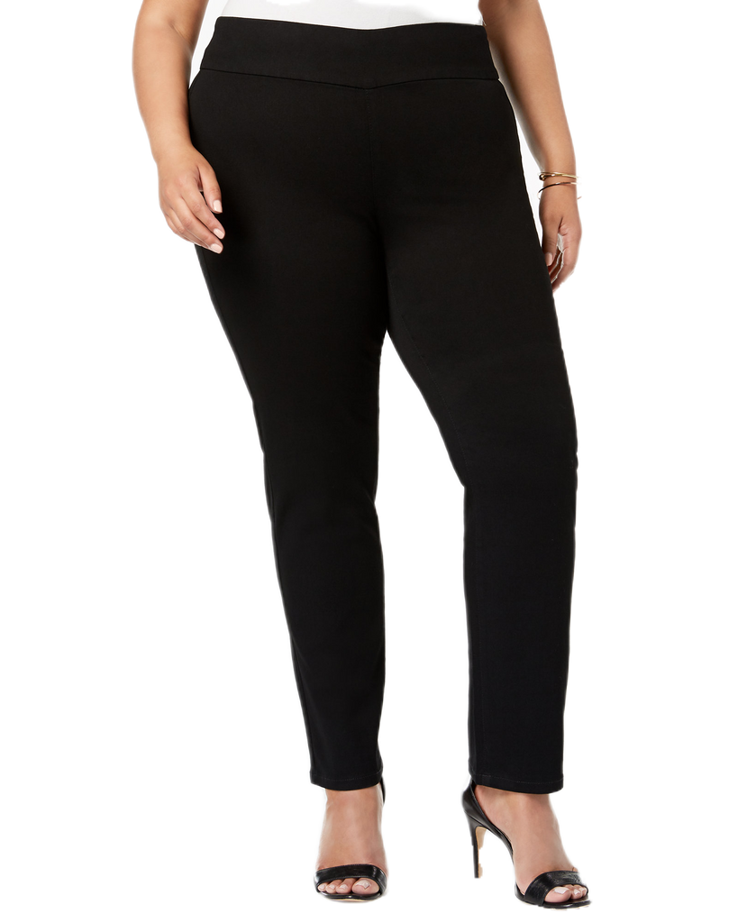 Charter Club Women Plus Pull On Stretch Straight Leg Jeans Saturated Black