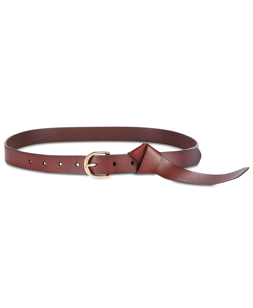 INC International Concepts Women Knotted Leather Belt Chocolate