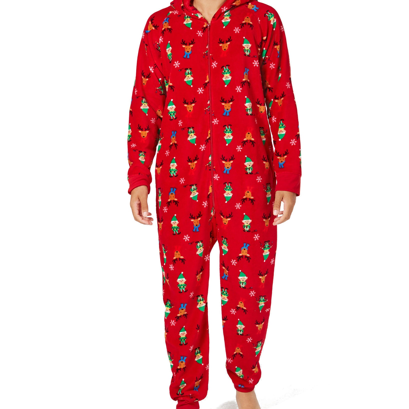 Family Pajamas Men Matching Mens Elf Hooded One Piece Elf