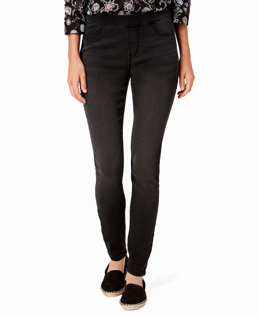 Style & Co Women Petite Pull On Jeggings Black Smudge