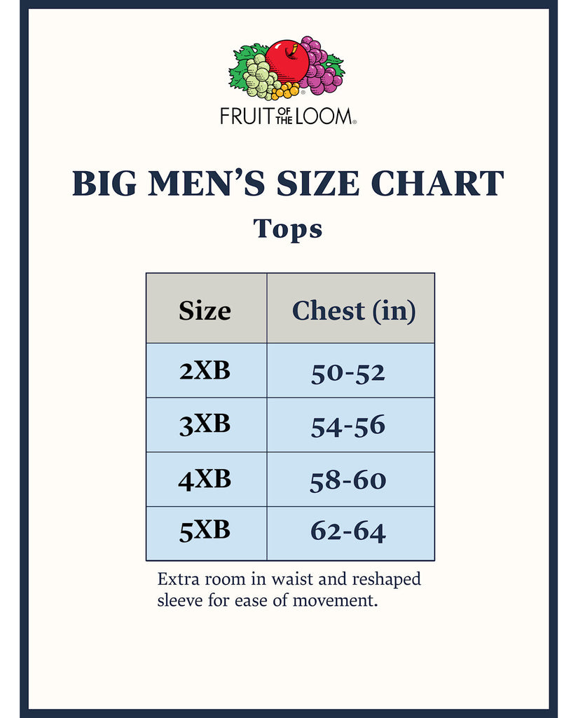 Fruit of the Loom Men Plus Big Man White A Shirt Pack of 3