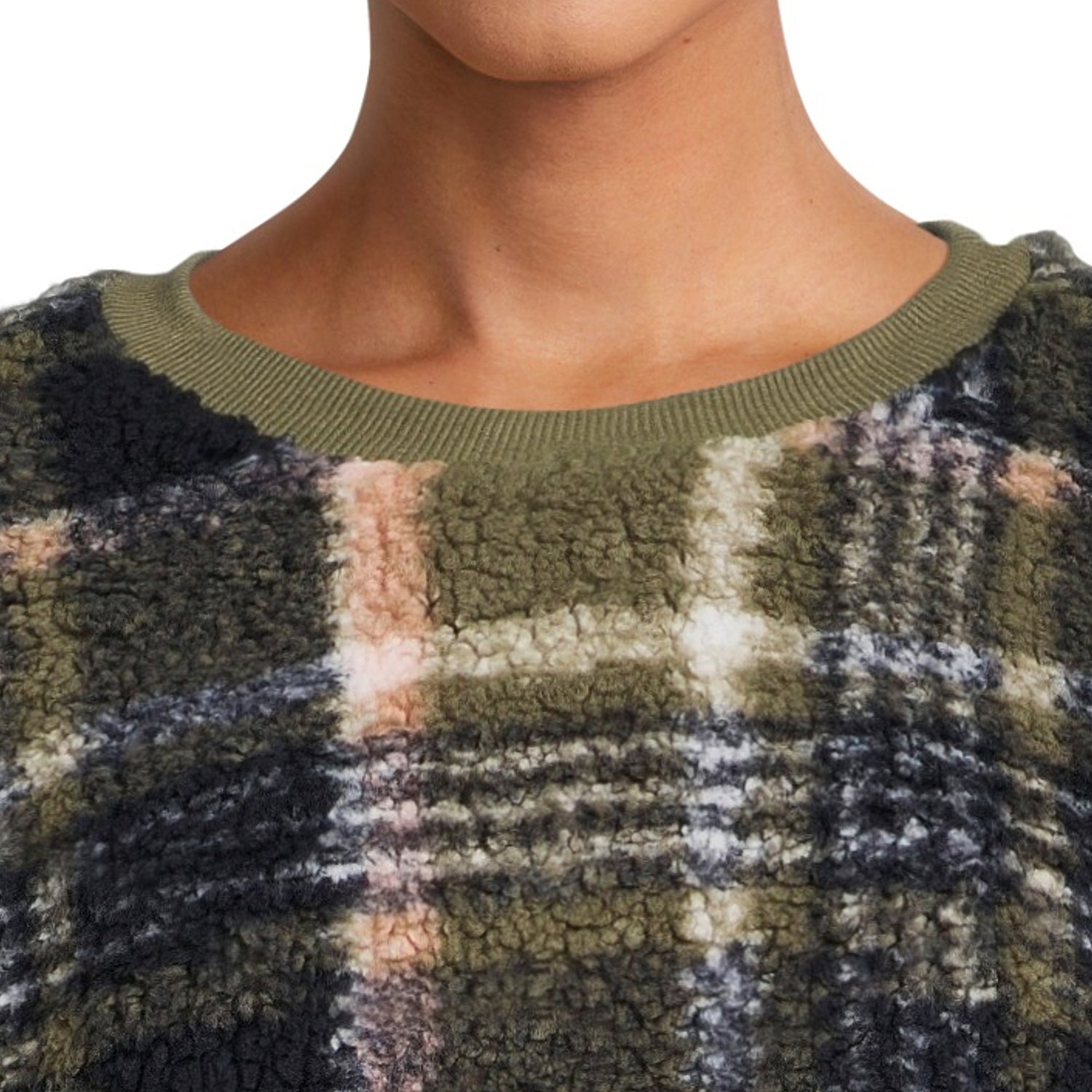 Love + Joy Juniors Plus Plus Faux Sherpa Pullover Top