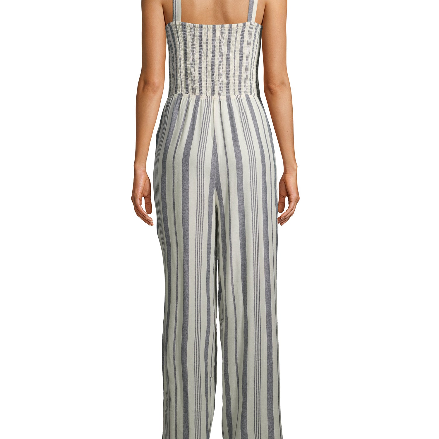 Urban Rebel Juniors Tortoise Ring Surplice Smocked Back Full Length Jumpsuit