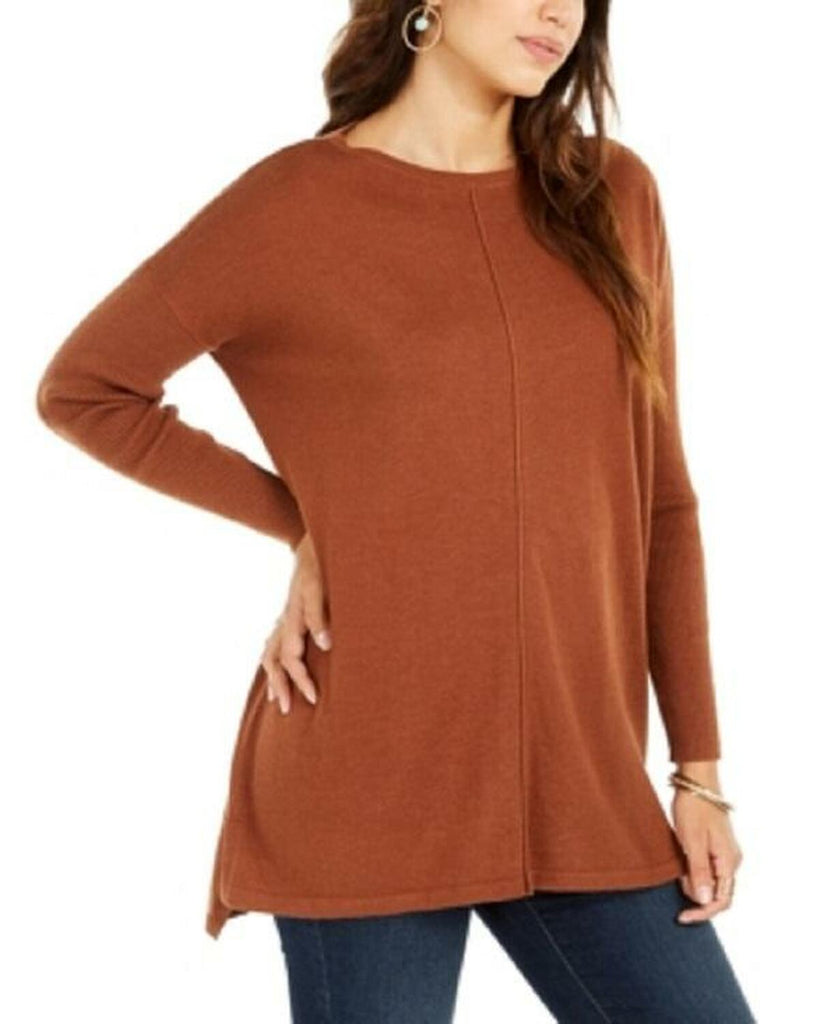 Style & Co Women Seam Front Tunic Sweater Roasted Spice