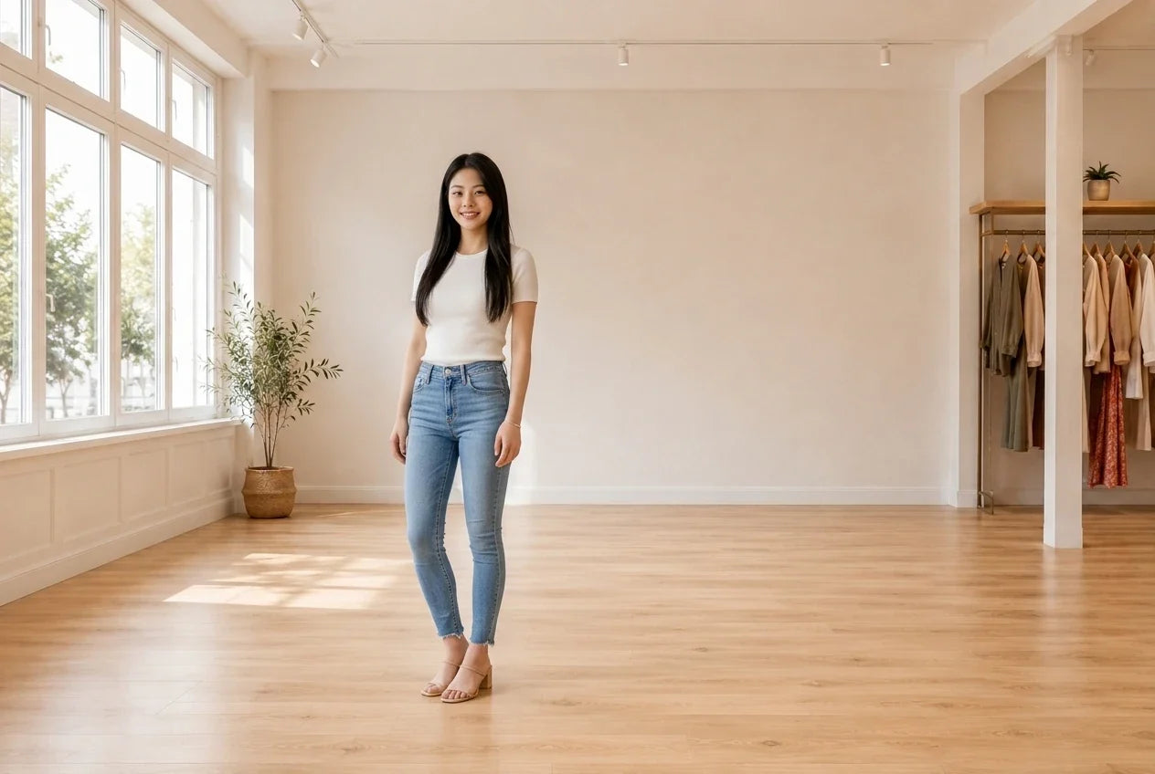 Model wearing Women's X-Small Jeans Women's 721 Ankle High-Rise Skinny Jeans in Online Warehouse Sale boutique studio