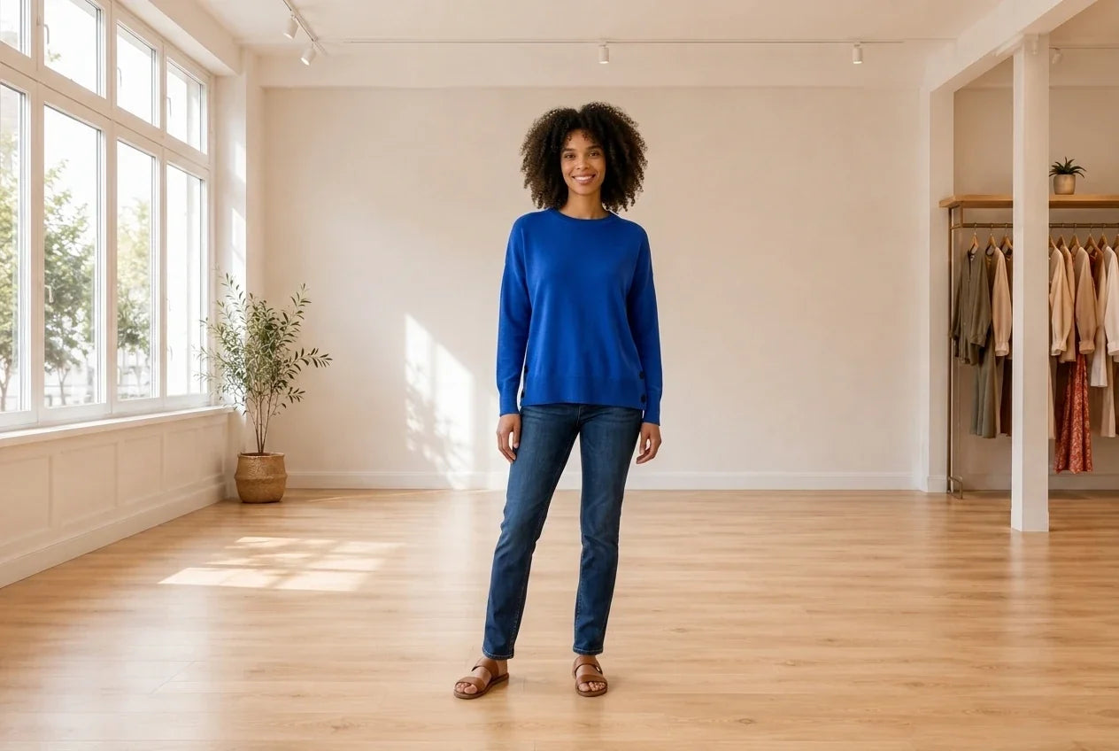 Model wearing Women's X-Large Sweaters and Cardigans Women's Elle Sweater in Online Warehouse Sale boutique studio