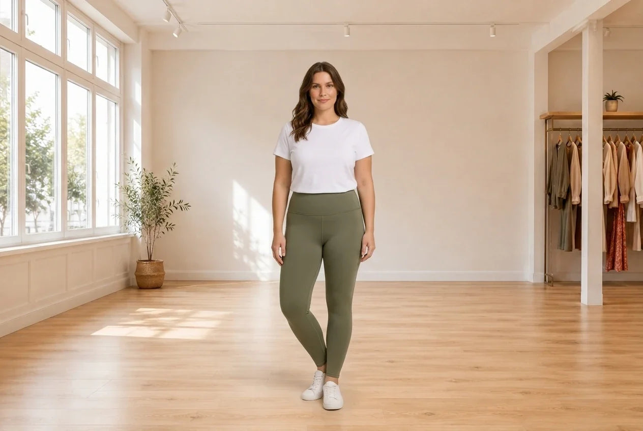 Model wearing Women's XX-Large Pants Women's Yoga Leggings in Online Warehouse Sale boutique studio