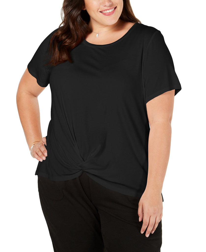 Style & Co Women Plus Twist Hem T Shirt Deep Black