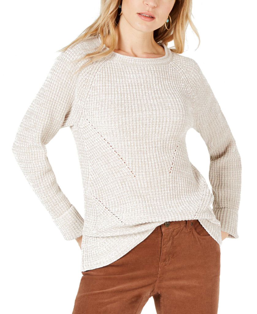 Style & Co Womens Petite Petite Pointelle Sweater Hammock Heather