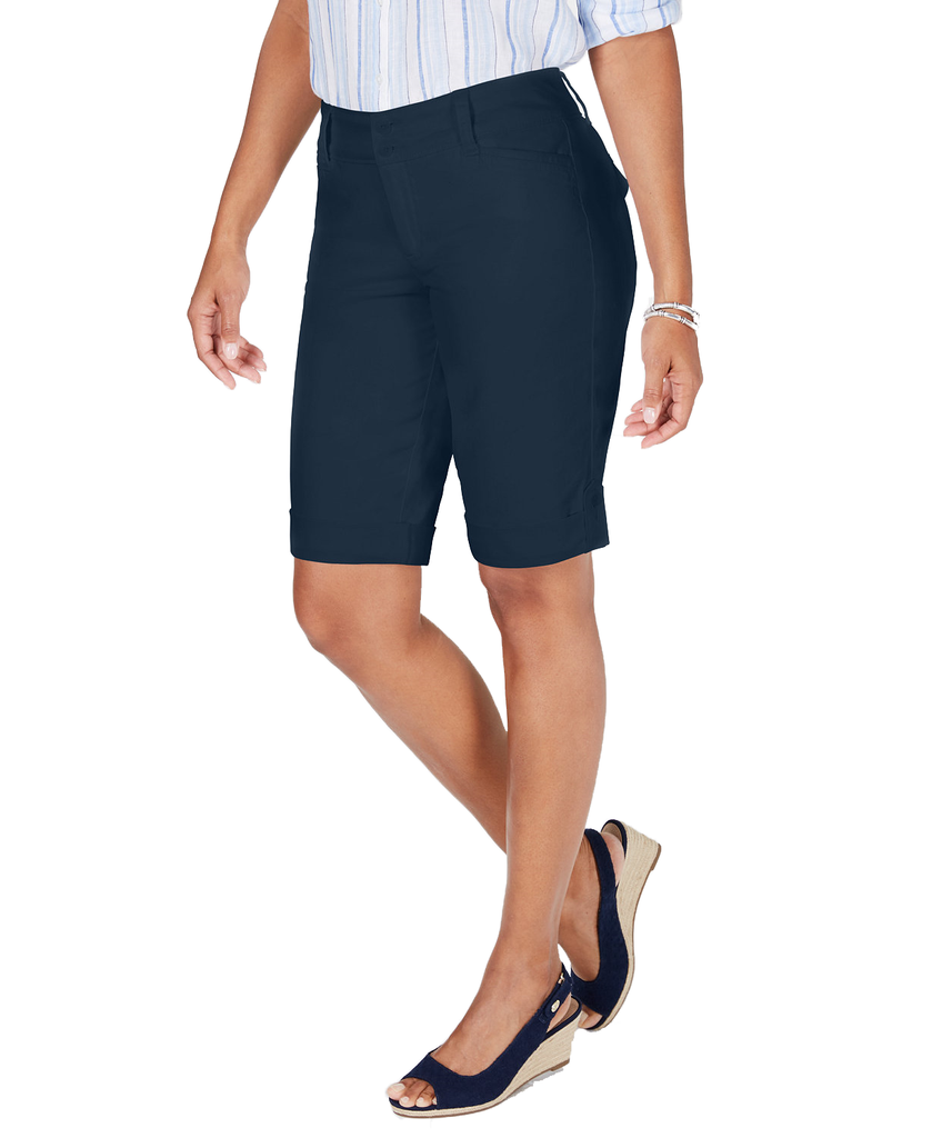 Charter Club Women Tummy Control Chino Shorts Intrepid Blue