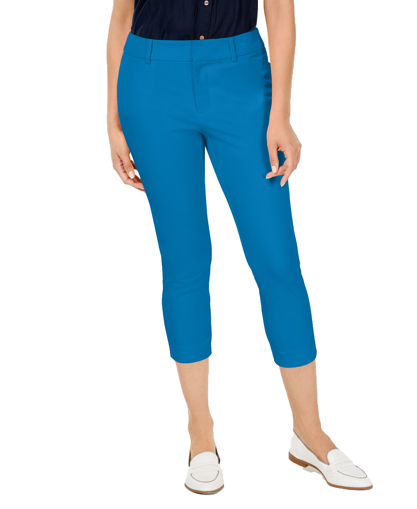 Charter Club Women Newport Tummy Control Cropped Pants Turquoise Seas