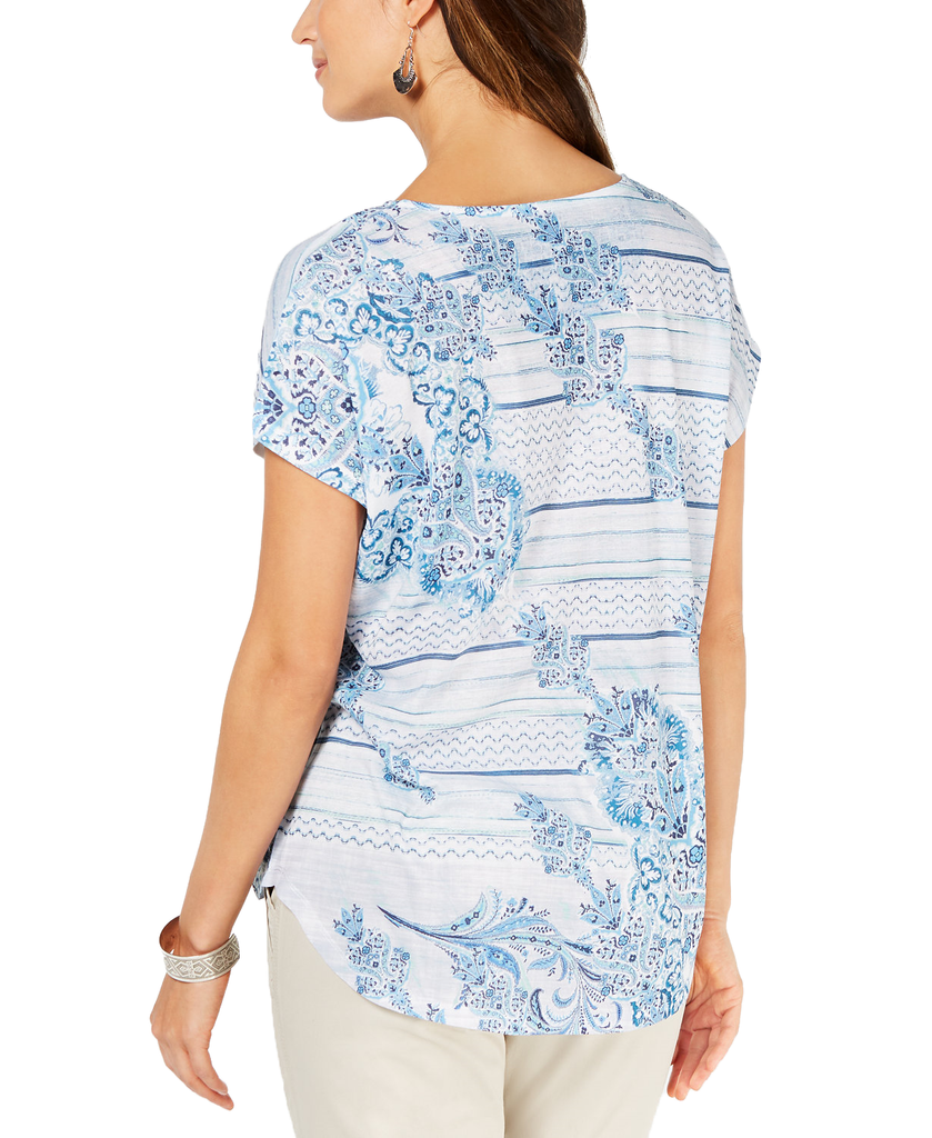 Style & Co Women Printed Scoop Neck Top