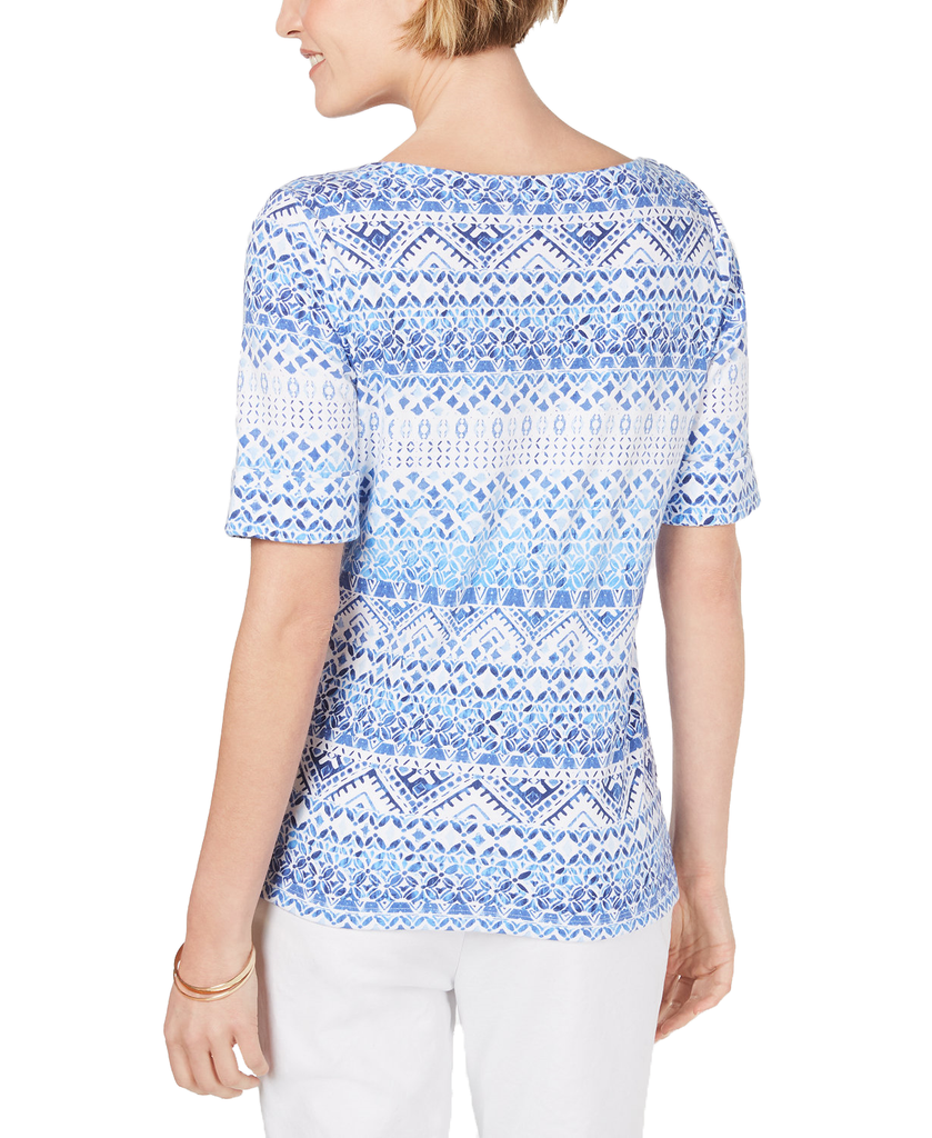 Karen Scott Women Printed Boat Neck Top