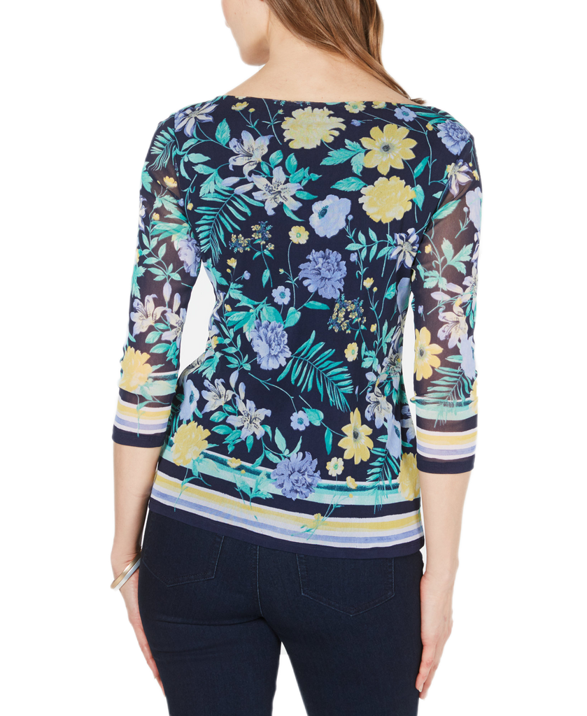 Charter Club Women Floral Print Boat Neck Top