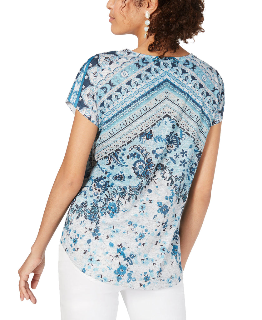 Style & Co Women Printed Short Sleeve T Shirt