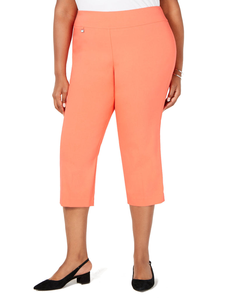 Alfani Women Plus Tummy Control Capri Pants Coral Branch