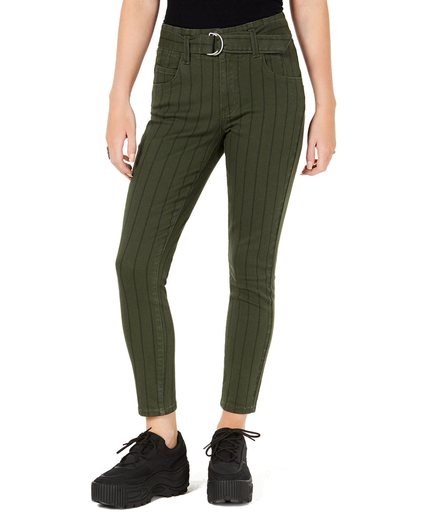 Indigo Rein Womens Striped Twill Skinny Jeans Green