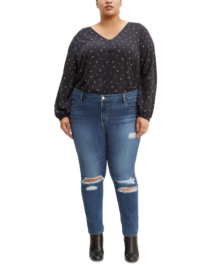 Levis Women Plus Trendy 721 Ripped Skinny Jeans