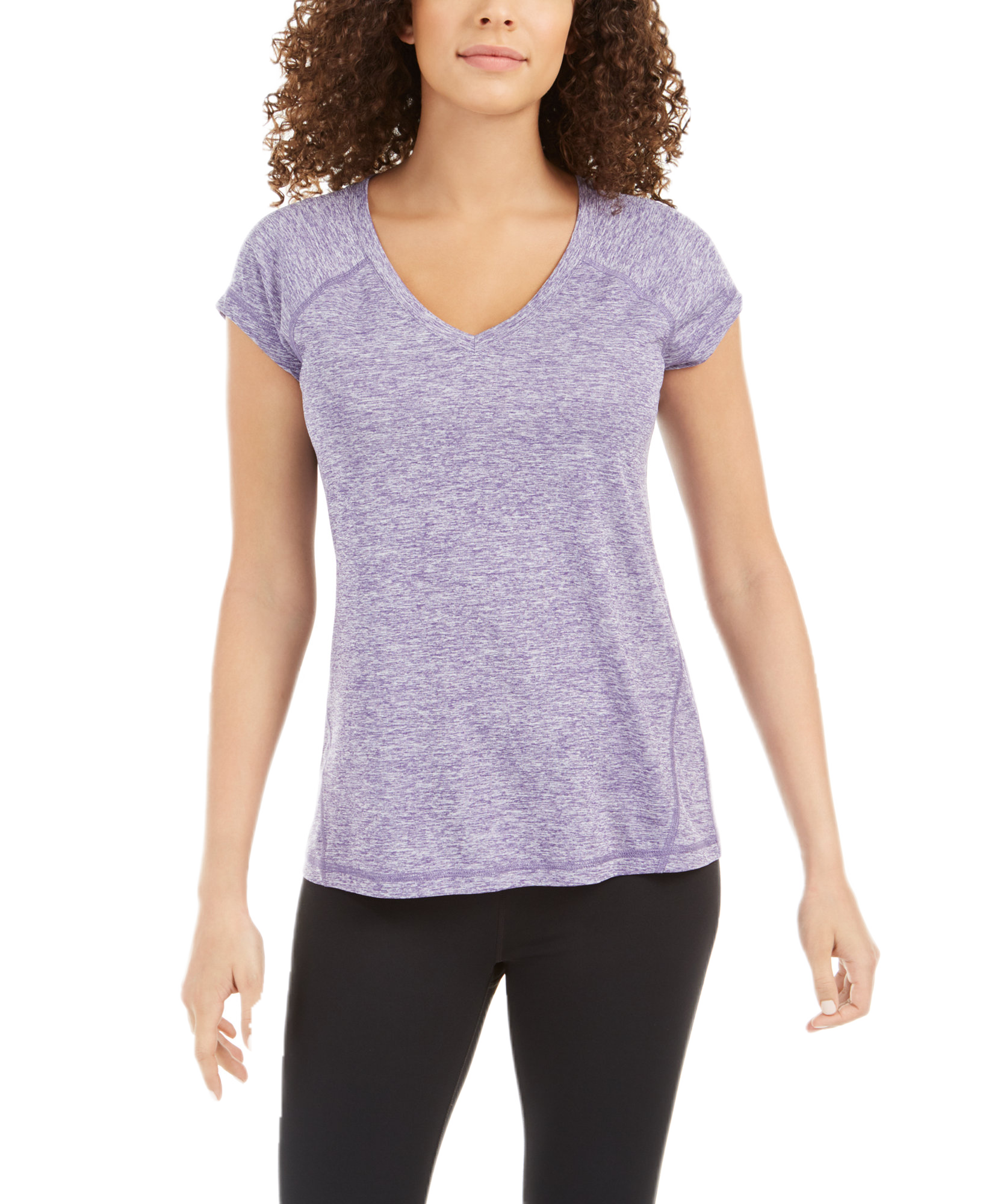 Ideology Women Rapidry Heathered Performance T Shirt Viola Dusk