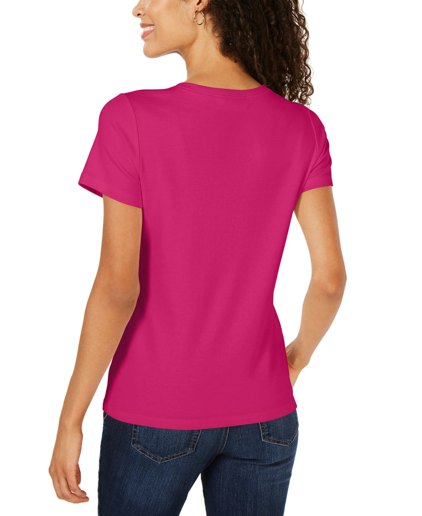 Karen Scott Women Short Sleeve Henley Top