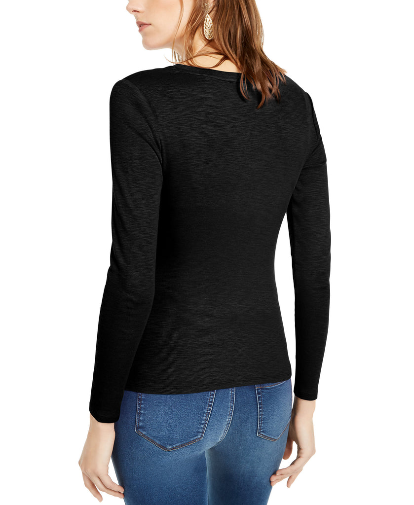 INC International Concepts Women Long Sleeve Draped T Shirt